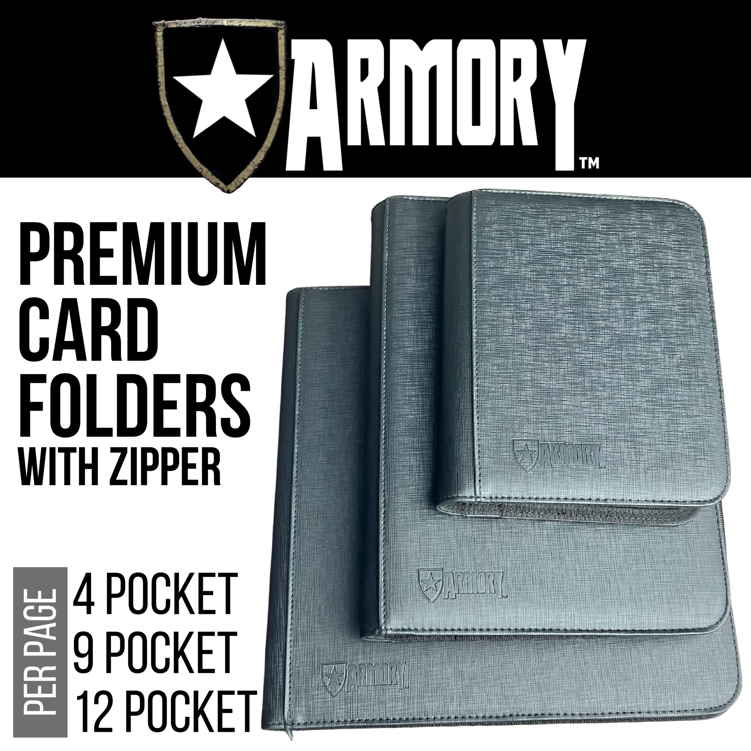 ARMORY Trading Card Binder w/ Zipper for Pokemon Cards , Sports Card Holder  Book Album