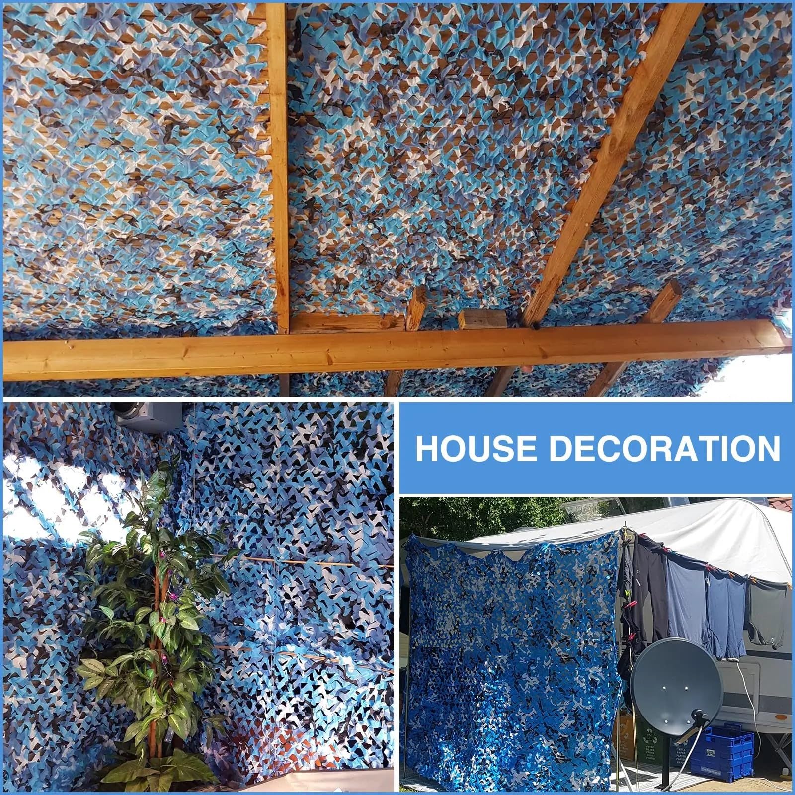 NEWFUN Tarnnetz 4x6M, blau, Tarnnetz Sonnenschutz für Deko Waldlandschaft Jagd Sichtschutz Outdoor Camping Garten,Ocean,Outdoor-Dekoration