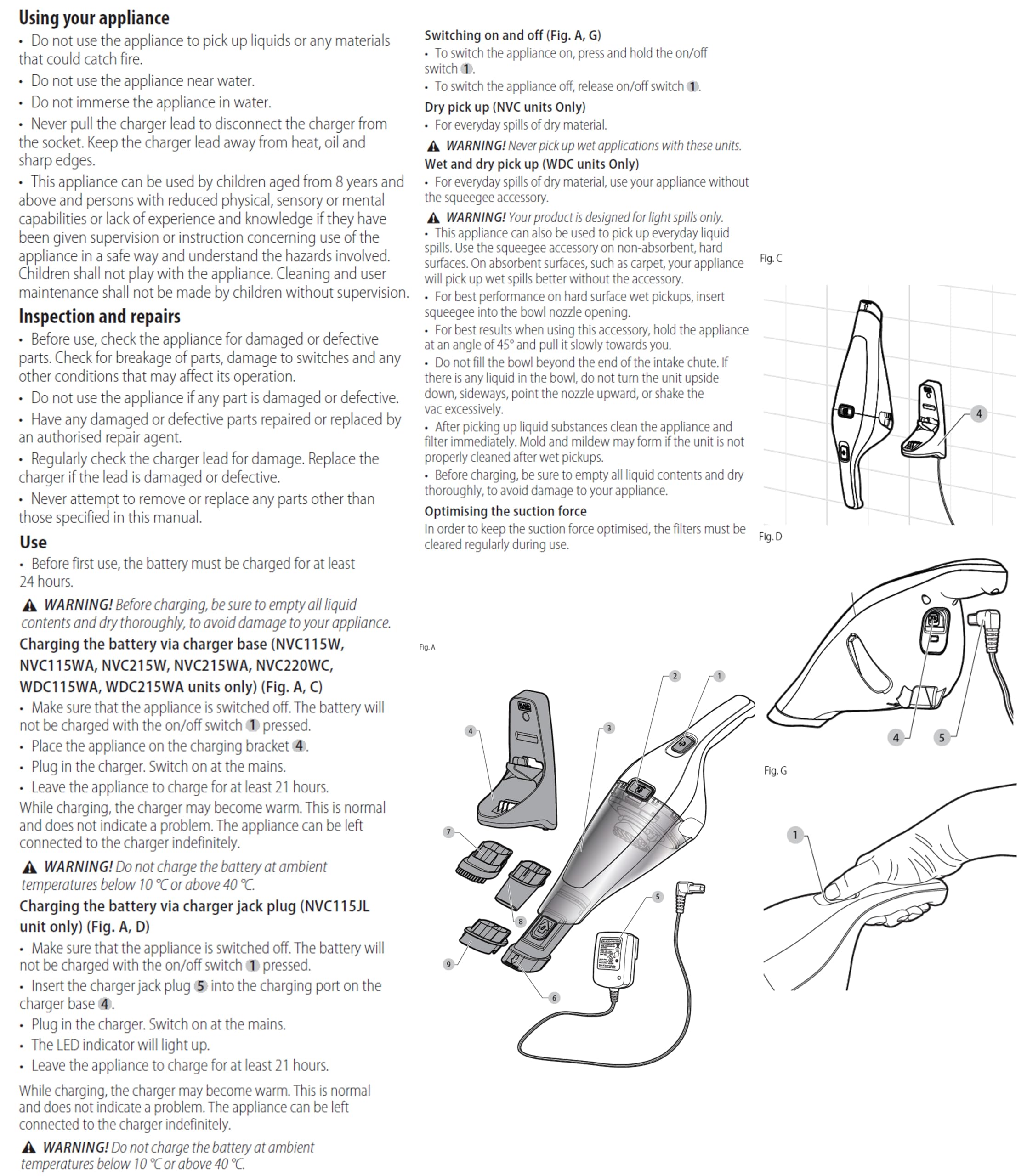 BLACK+DECKER dustbuster 3.6V Aspirapolvere Portatile Senza Fili, NVC115JL-QW