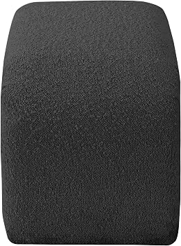 Meridian Furniture 169Black Niagara Collection Modern | Contemporary Boucle Fabric Upholstered Bench with Rich Black Boucle Fabric, Curved Contemporary Design, 28 W x 15.5 D x 17.5 H, Black