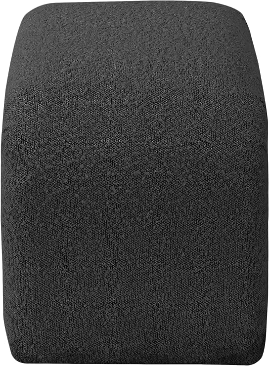 Meridian Furniture 169Black Niagara Collection Modern | Contemporary Boucle Fabric Upholstered Bench with Rich Black Boucle Fabric, Curved Contemporary Design, 28 W x 15.5 D x 17.5 H, Black