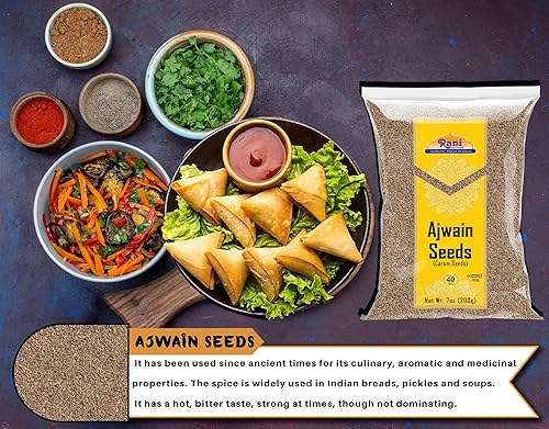 Miniatura 8 de Rani Ajwain Seeds (Carom Bishops Weed) Especia entera 7 oz (200 g)  Todo natural, vegano, apto para gluten, sin OMG, origen indio