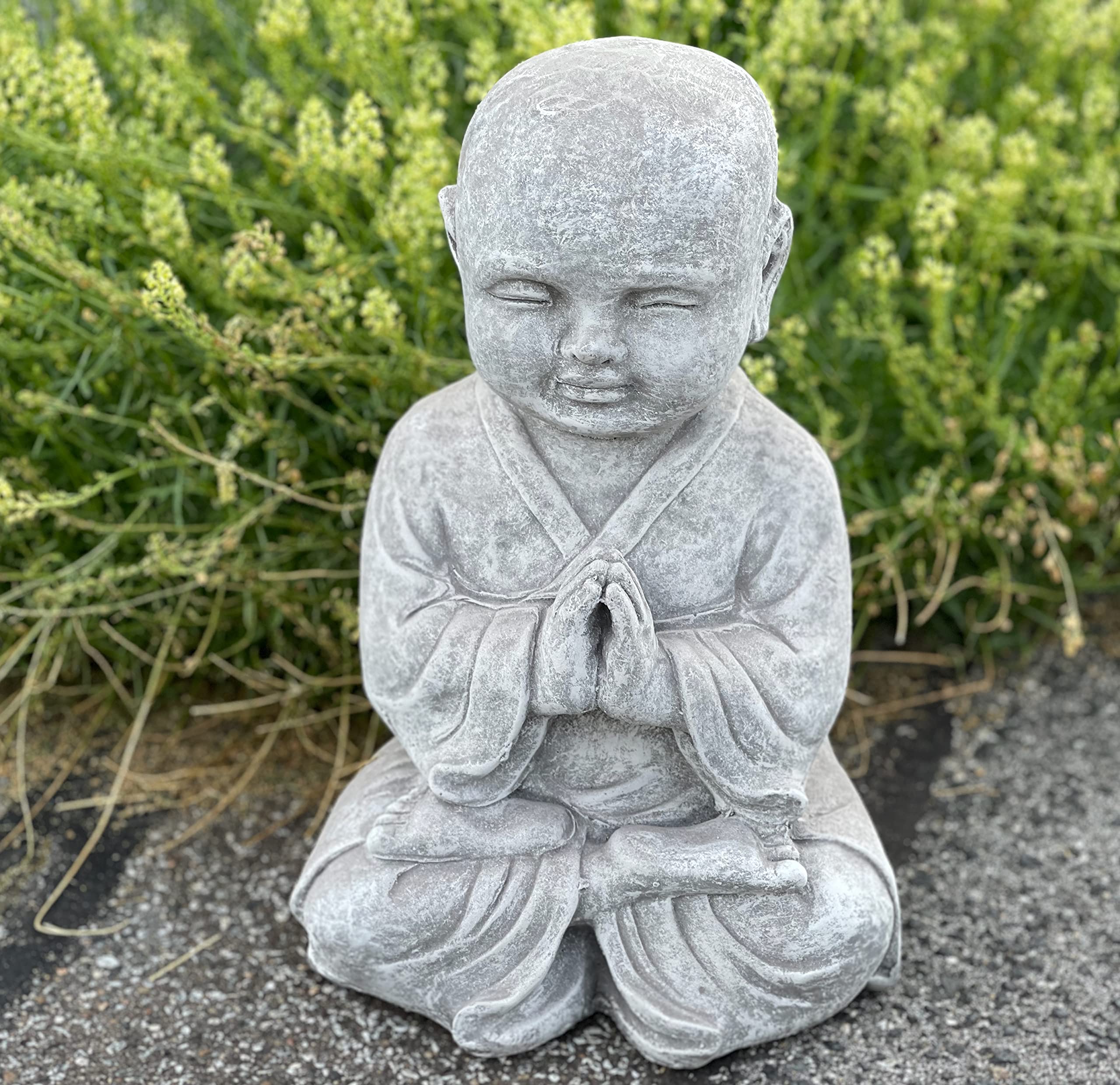 stoneandstyle Statuette moine Shaolin priant en pierre, résistante au gel, env. 18,3 kg