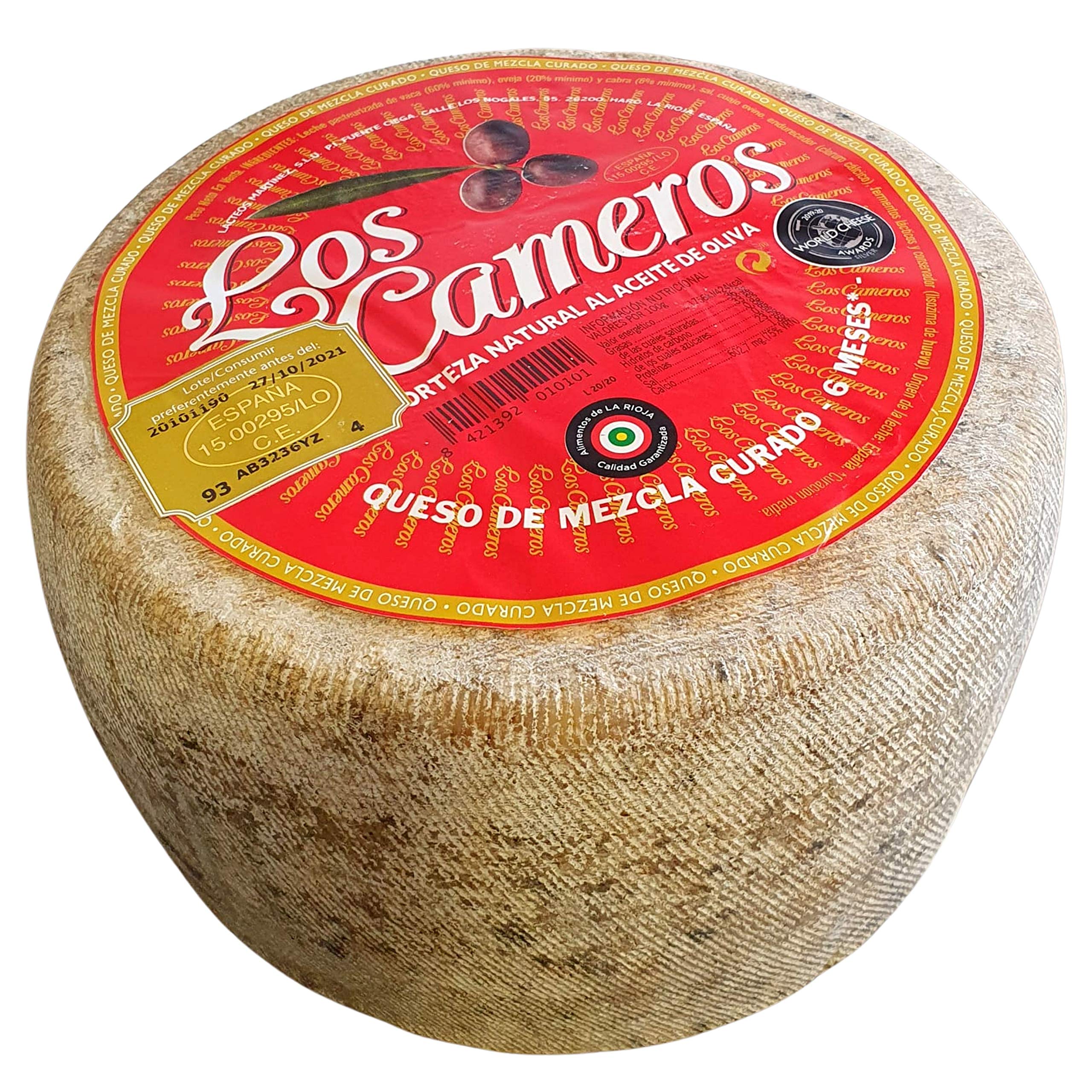 Queso Curado Los Cameros Etiqueta Roja Medio Queso 1.7 kg Mezcla Cabra Vaca Oveja