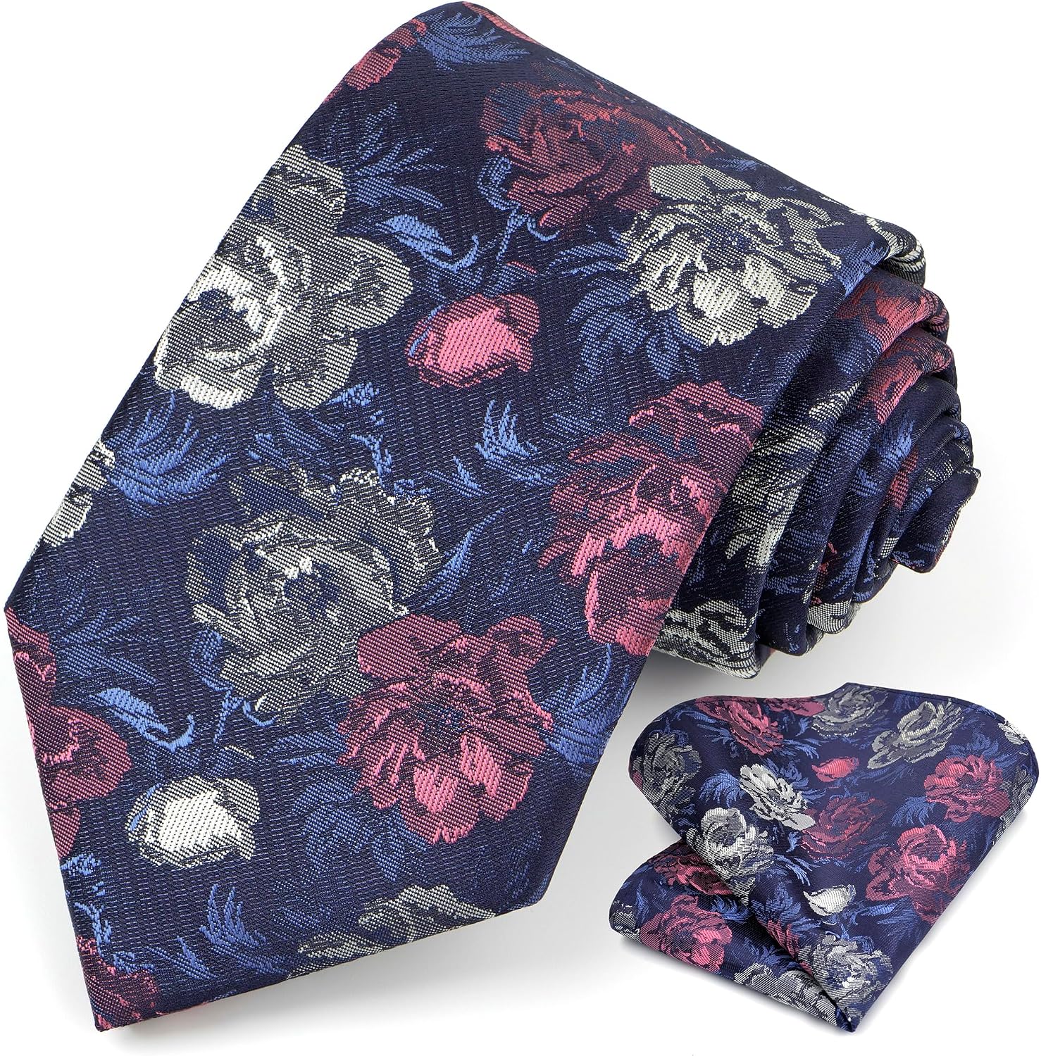 Paisley Floral Ties for Men With Handkerchief Woven Classic Flower Mens Ties and Pocket Square Set