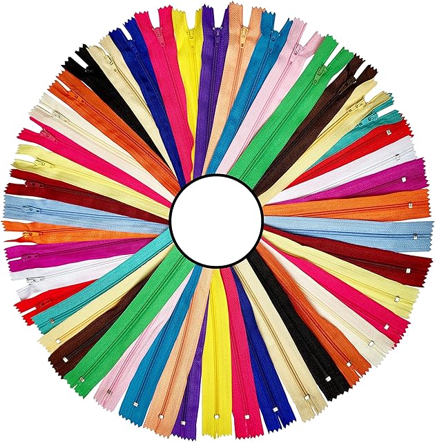 KGS Nylon Zippers for Sewing Crafts | Assorted 20 Colors | 20 Zippers / Pack (05 Inch)