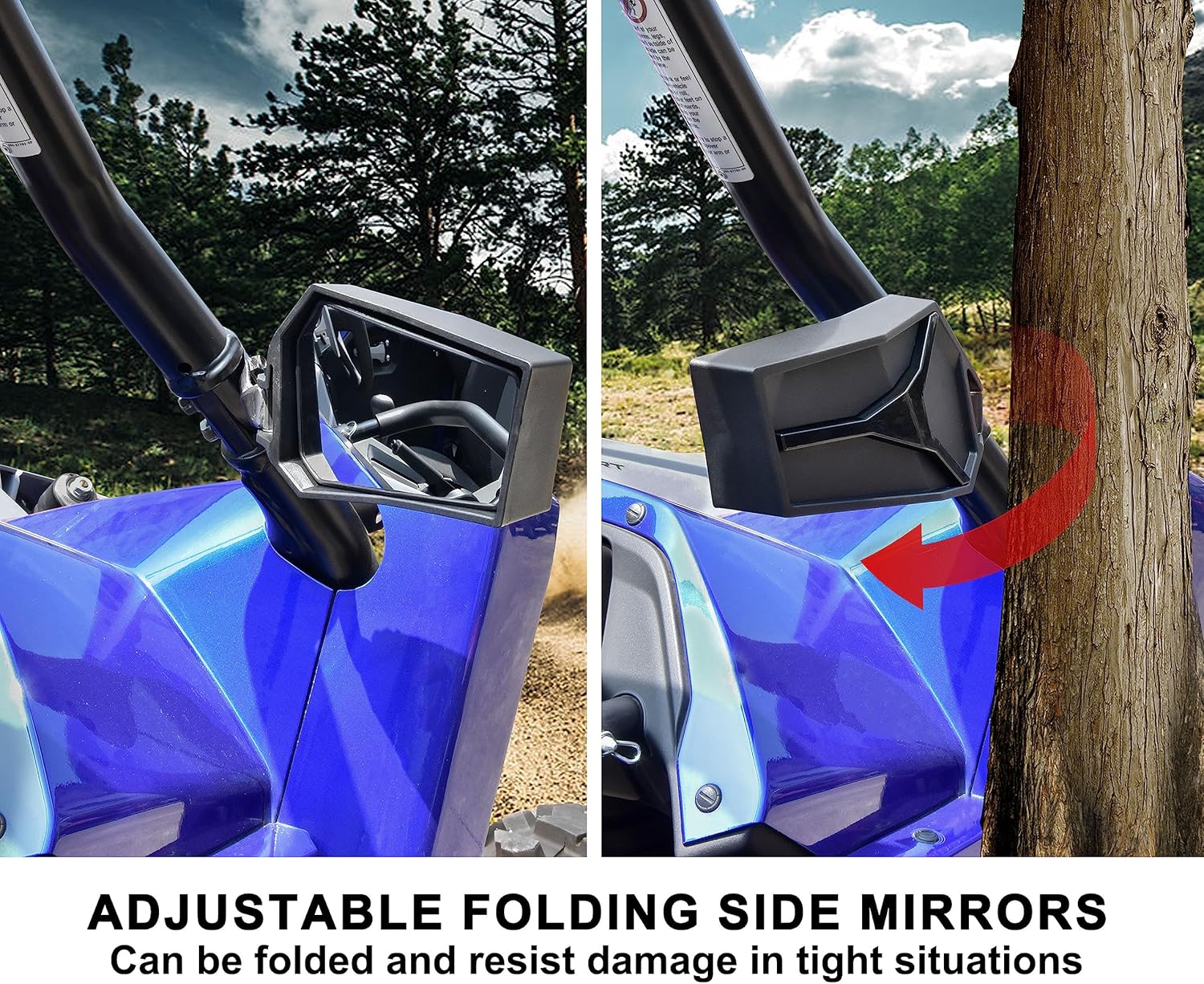 SAUTVS Adjustable Rearview Side Mirrors for Yamaha YXZ 1000, Folding Clear Rear View Side Mirrors for Yamaha YXZ 1000R / SE/SS/SS SE 2019-2025 Accessories(2PCS)