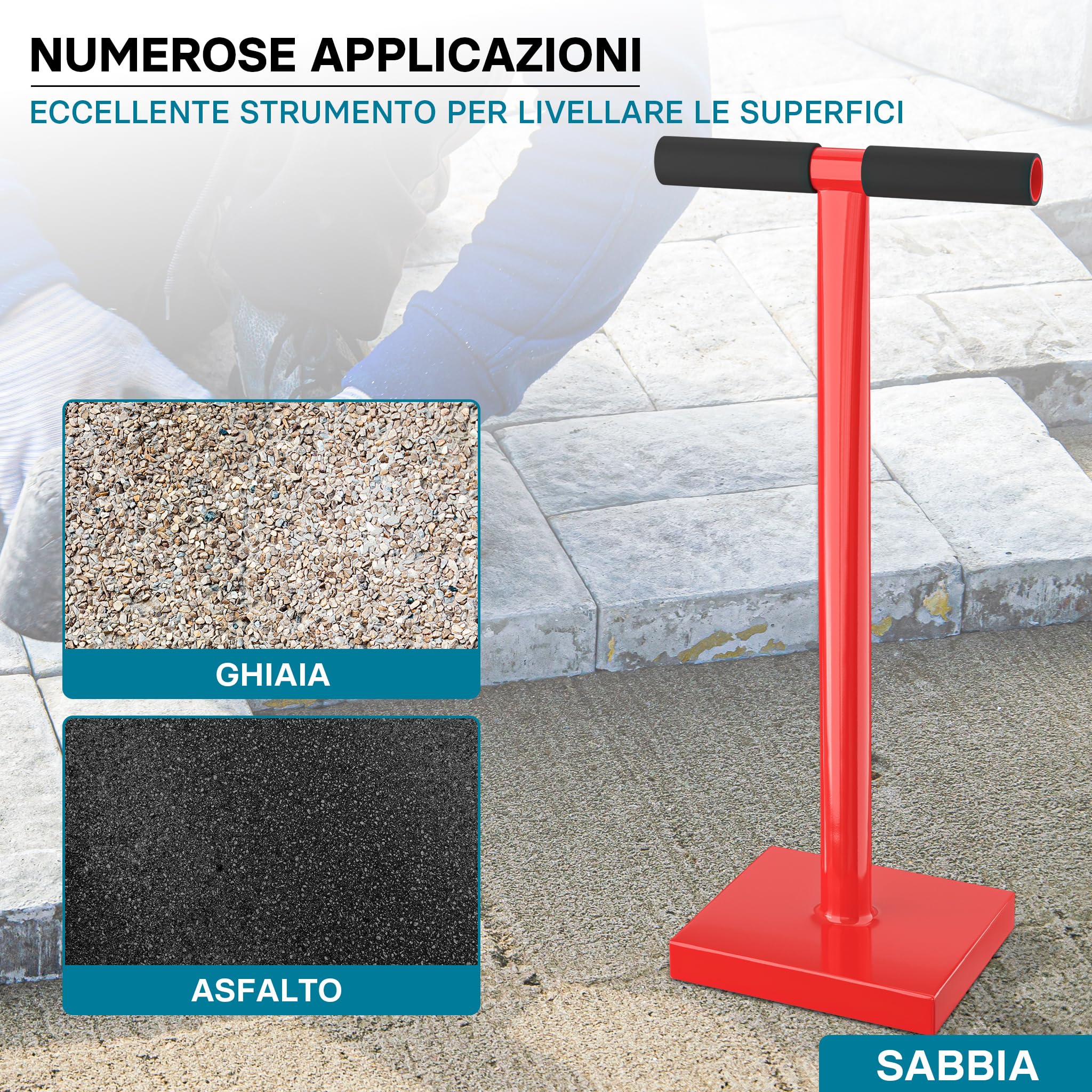 Costipatore manuale 11,5 kg in acciaio piastra di 20x20cm Compattatore terreno