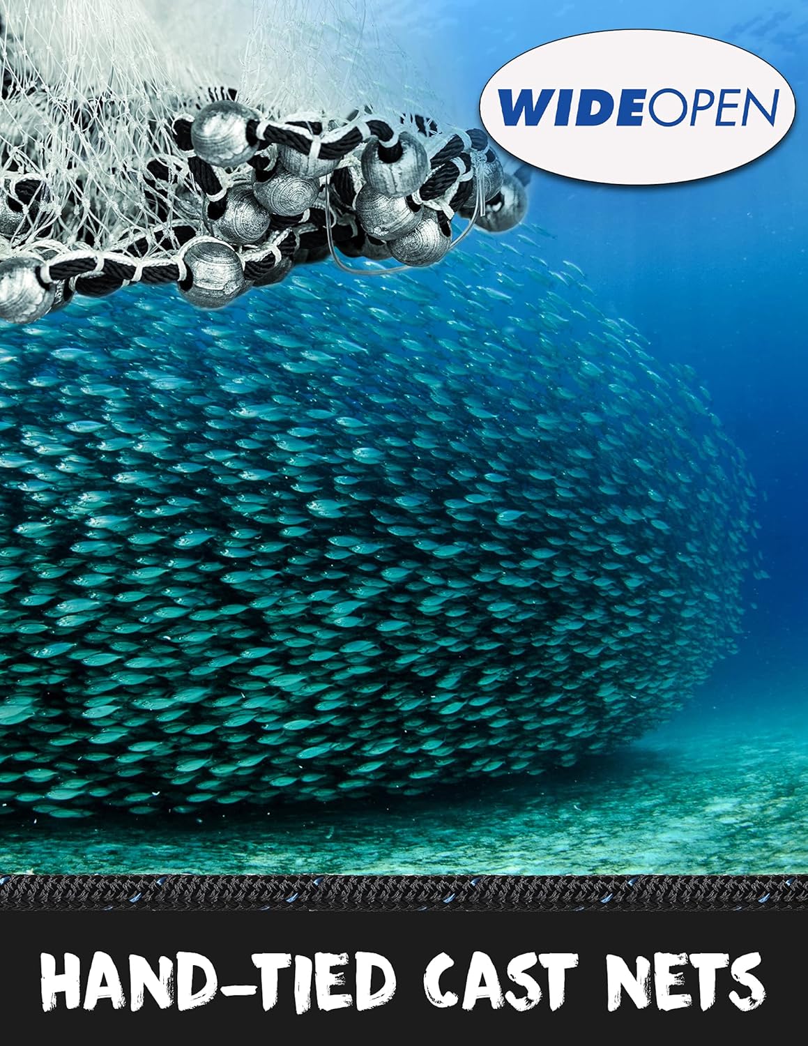 Hand Cast Net - Casting Nets for Fishing - Premium Fish Traps for Large Minnow Bait - Bait Net for Lakes, Rivers, Ocean, Salt & Freshwater, 1.5lbs/Ft