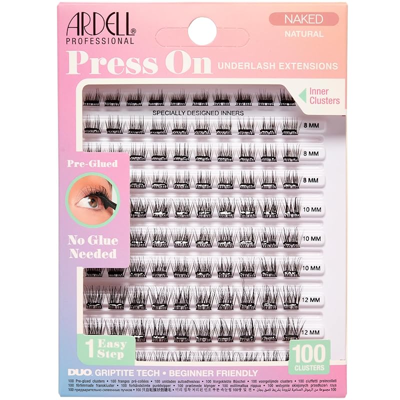 Cílios postiços Ardell Press On Lashes Naked Natural pré-colados sob os cílios, 100 unidades
