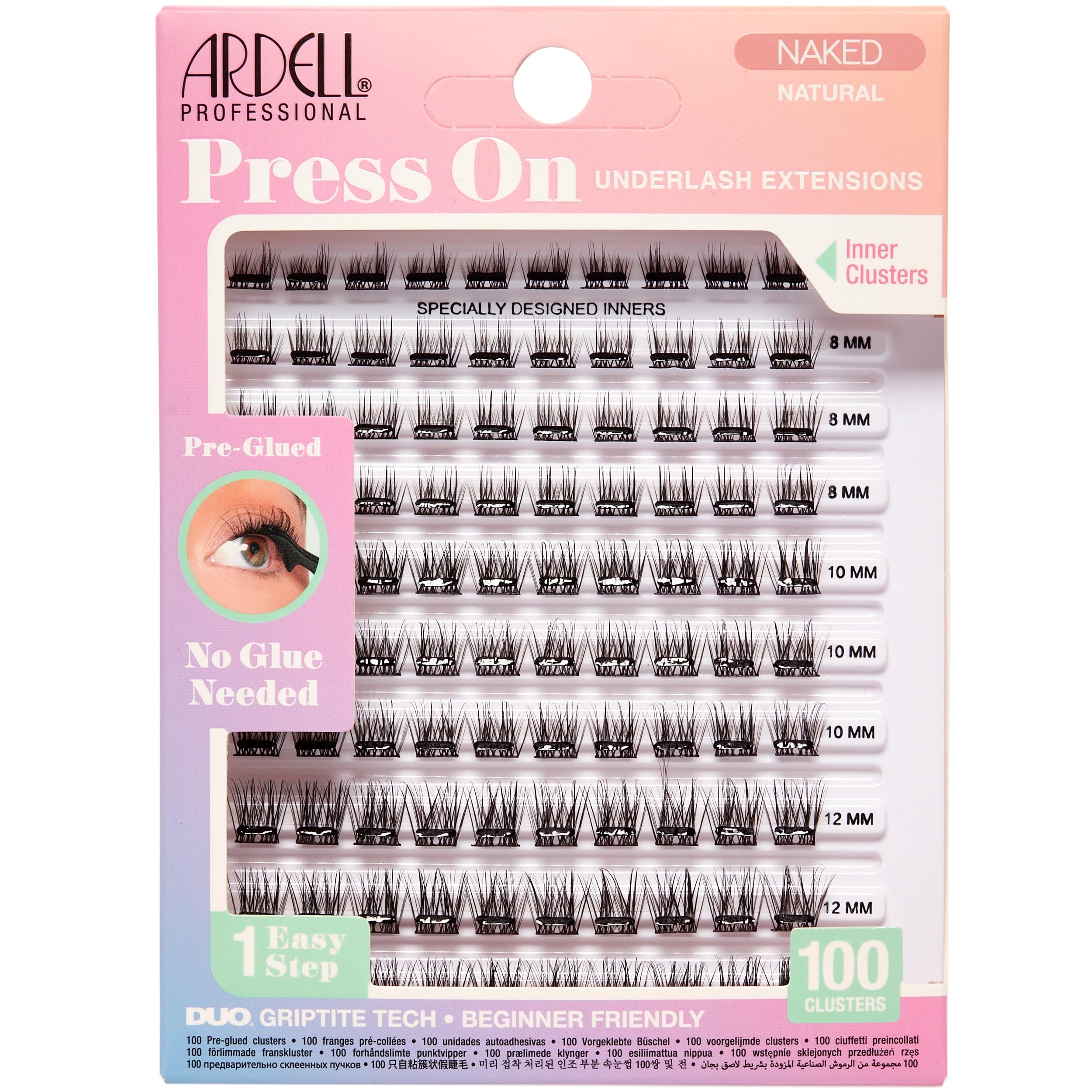 Ardell Press On Lashes Naked Natural – Pre-Glued Underlash Extensions, DIY Lash Clusters, Natural Eyelash Clusters, No Glue Needed Cluster Eyelash