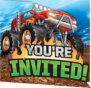 Creative Converting 340037 Monster Truck Rally Foldover Invitation