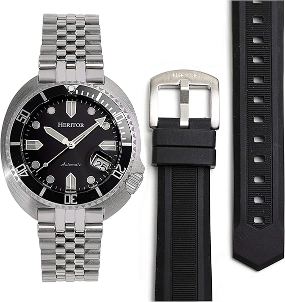 Heritor Matador Automatic Black Silicone Silver Men's Watch with Date  HERHR9301 : Clothing, Shoes \u0026 Jewelry - Amazon.com
