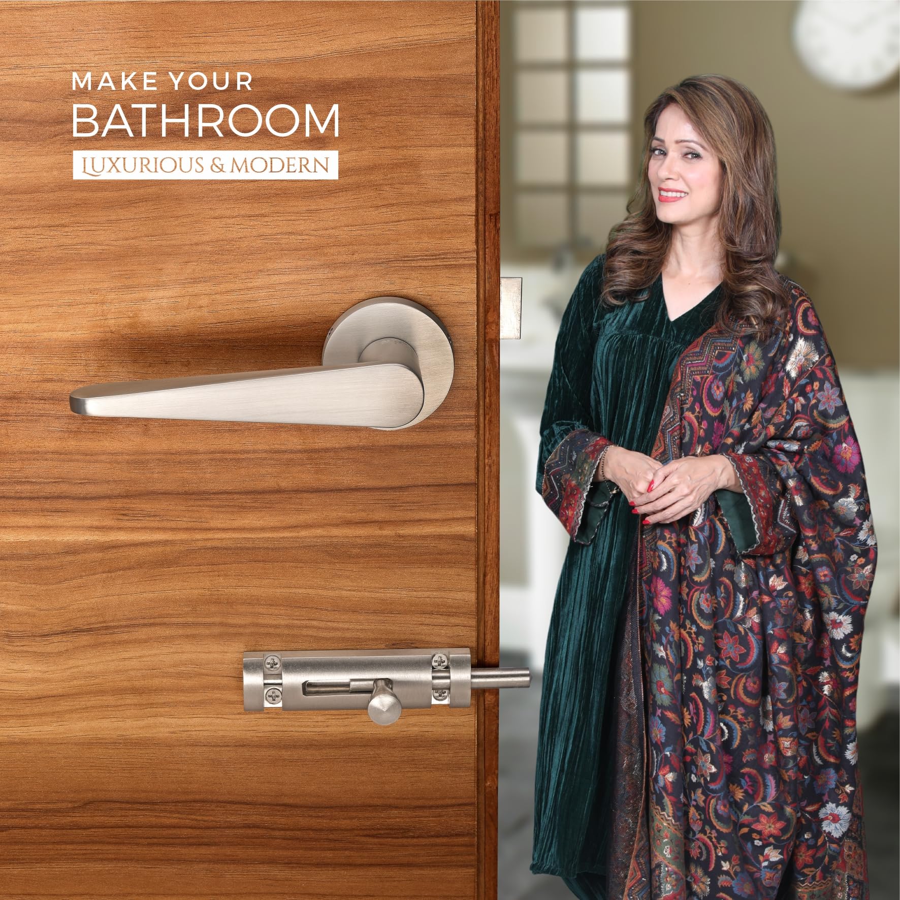 Lapo Deluxe Door Lock For Bathroom Door Lock, Balcony - Store Room Mortise Keyless Handlesets With Brass Baby Latch For Home,Office,Hotel | Matt Finish | 3 Years Warranty Ro-162