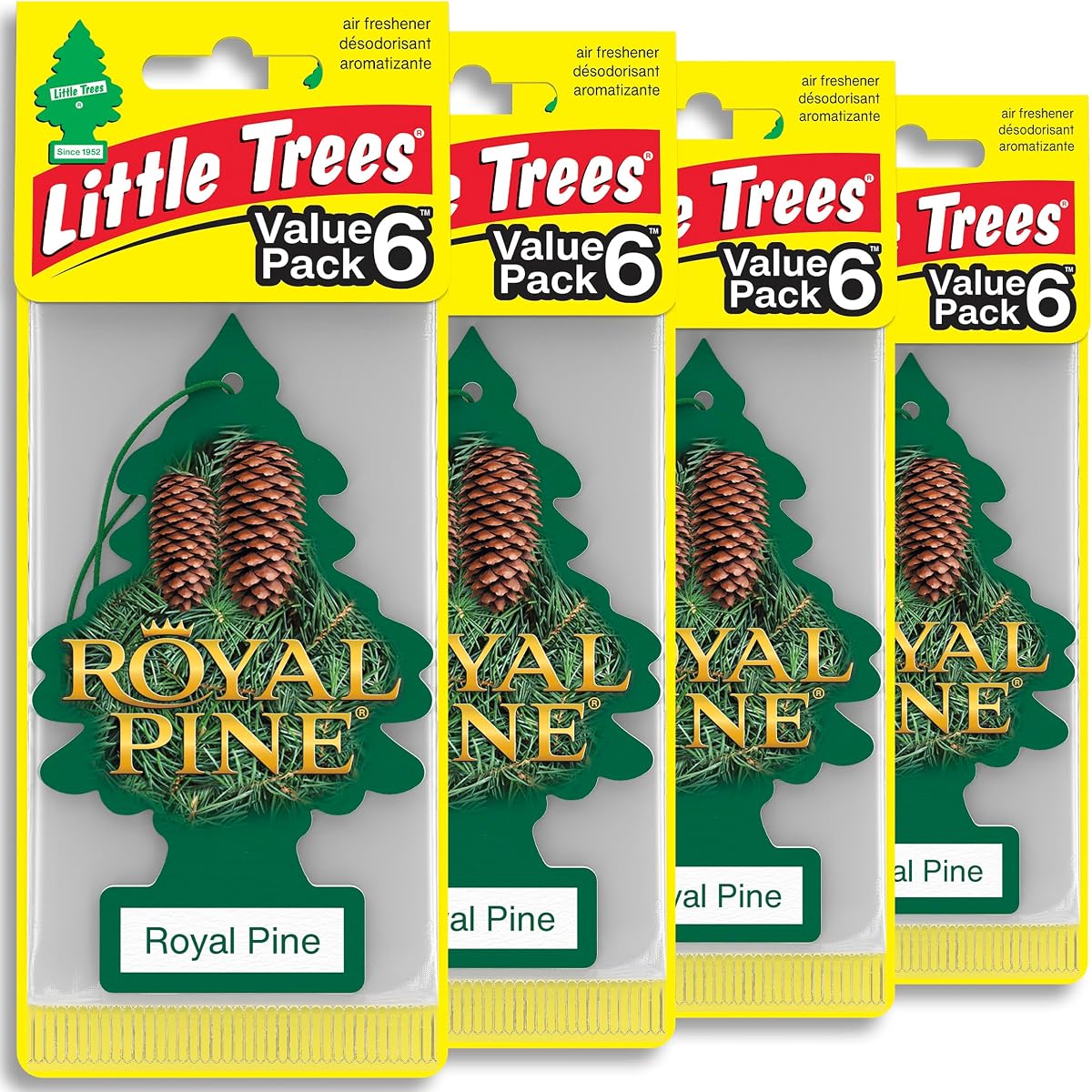 Ambientador de coche LITTLE Tree | El árbol colgante proporciona un aroma duradero para el automóvil y el hogar | Royal Pine, 24 ambientadores