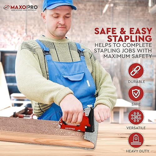 Miniatura 6 de Pistola grapadora de tapicería 4 en 1  Pistola grapadora resistente con grapas 4000 (tipo D, U, I y T)  Pistola de grapas manual de ajuste de