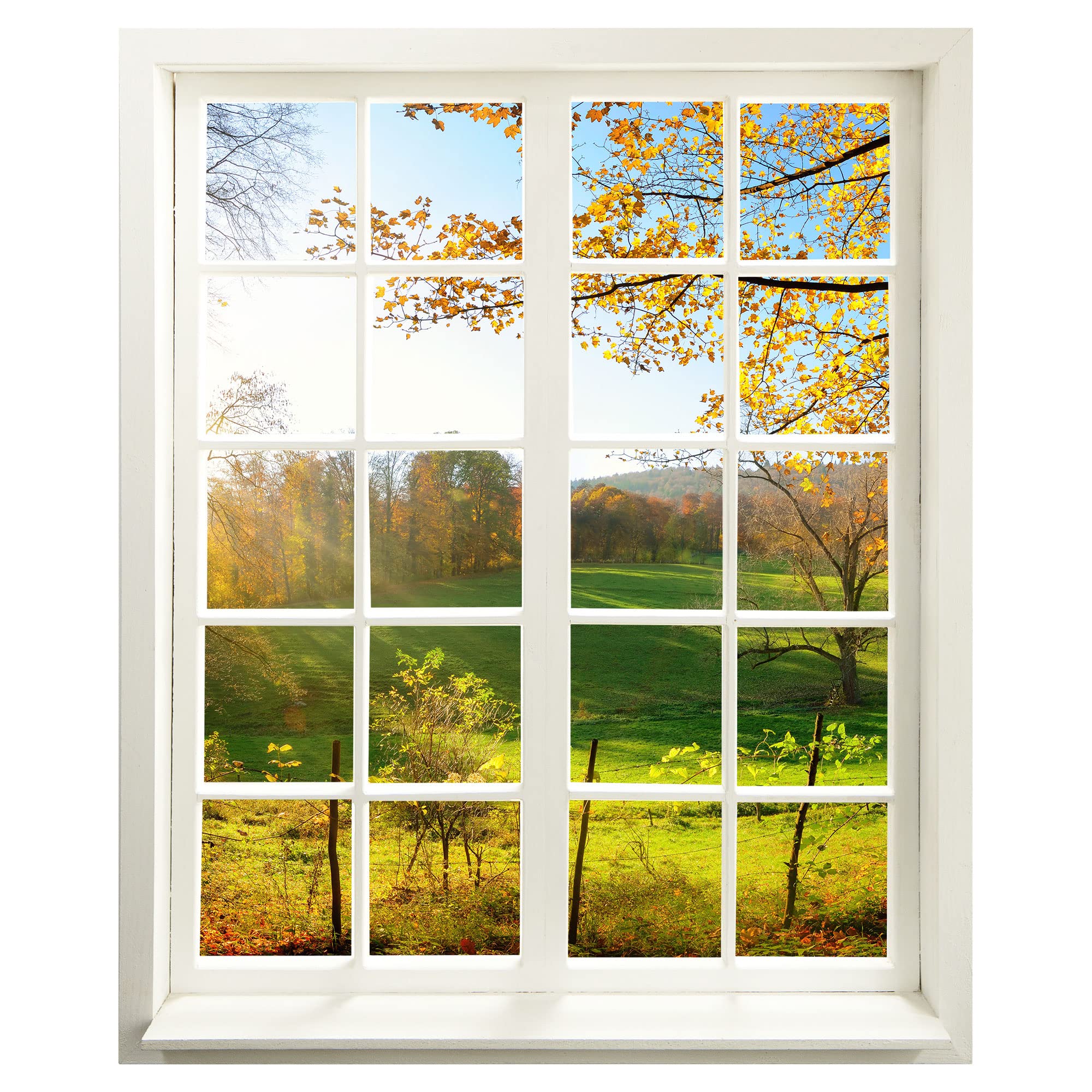 Wandtattoo fenêtre forêt de qualité supérieure, grand sticker mural 99 x 120 cm