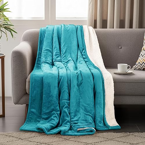 Miniatura 5 de Utopia Bedding Sherpa - Sábana reversible de franela, Lana, Turquoise, King