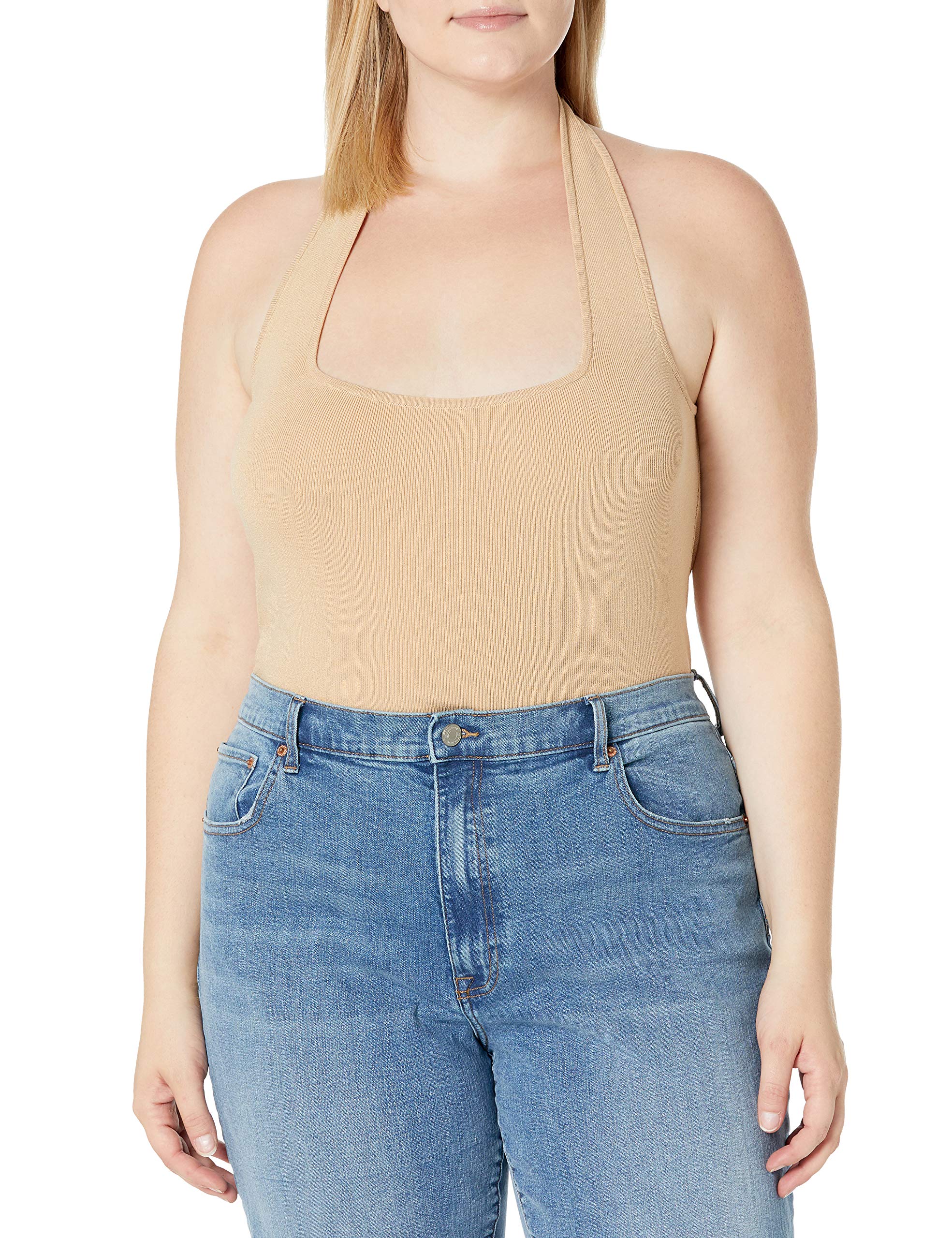 The Drop Women's Greta Square Neck Bralette Sweater, Ginger, M