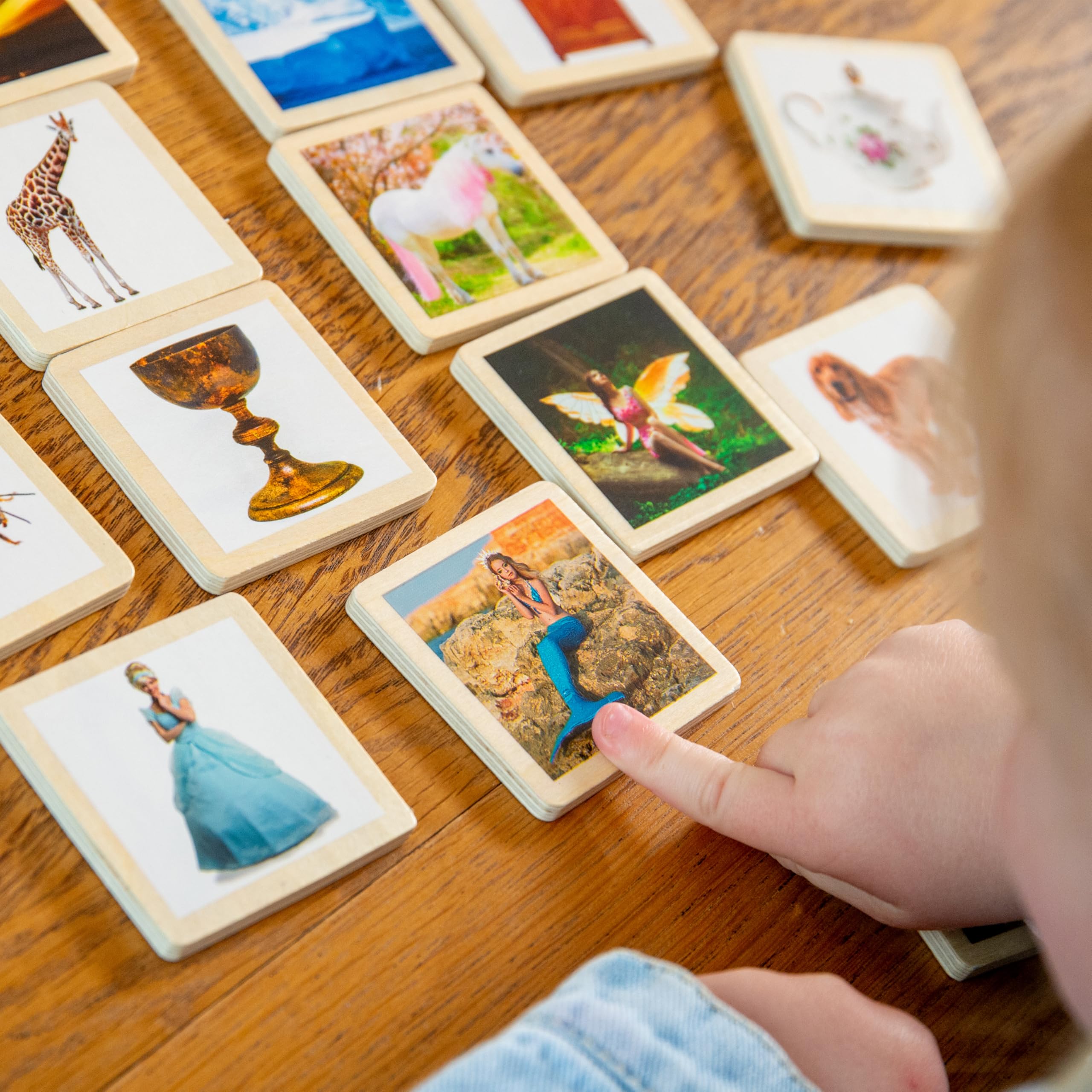 tickit Wooden Storytelling Tiles, Set of 90 Durable FSC Basswood Tiles Featuring Colour Photos of Animals, People, Places - Image 4
