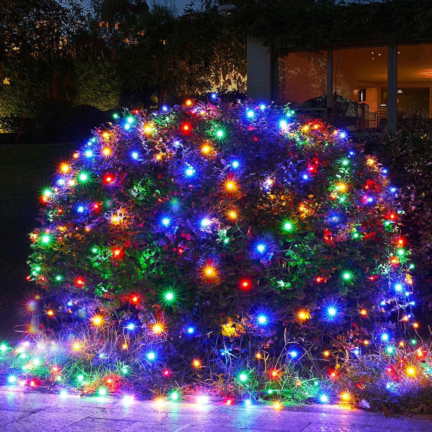 LED Christmas Net Lights Outdoor, Christmas Light 160LED 5ft x 7ft Green Wire Mesh Lights for Bushes, Shrubs, Trees, Yard & Patio Decor, Indoor/Outdoor Use, UL Certified(Multicolor)