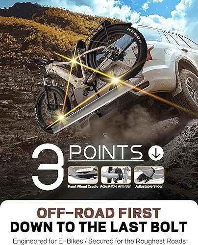 Miniatura 4 de Soporte de enganche individual de 1 bicicleta Ebike con rampa plegable para bicicletas de 100 libras. Capacidad para autos, SUV, camión, remolque y