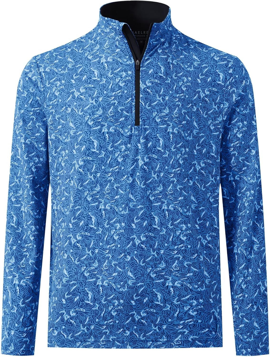 M MAELREG Quarter Zip Golf Pullover Men Dry Fit Long Sleeve Performance Wicking 1/4 Zip Full Print Pullover Mens Sweatshirt