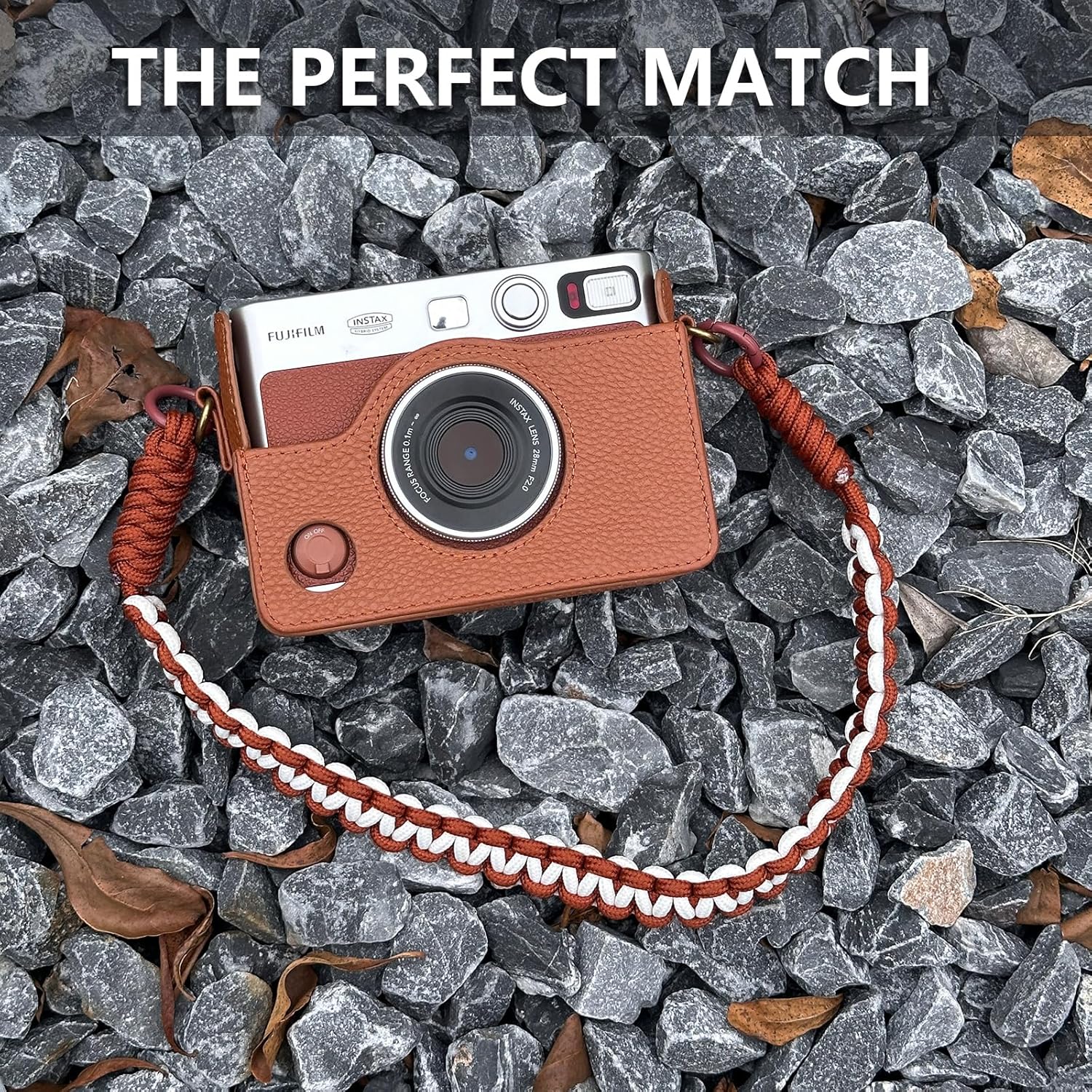 CAIYOULE EVO Camera Case for Fujifilm Instax Mini EVO,Genuine Leather Carrying Case，Includes Mini Camera Bag, Photo Album, Woven Hand Strap, Lens Cap, Screen Protector, Photo Frame - Brown