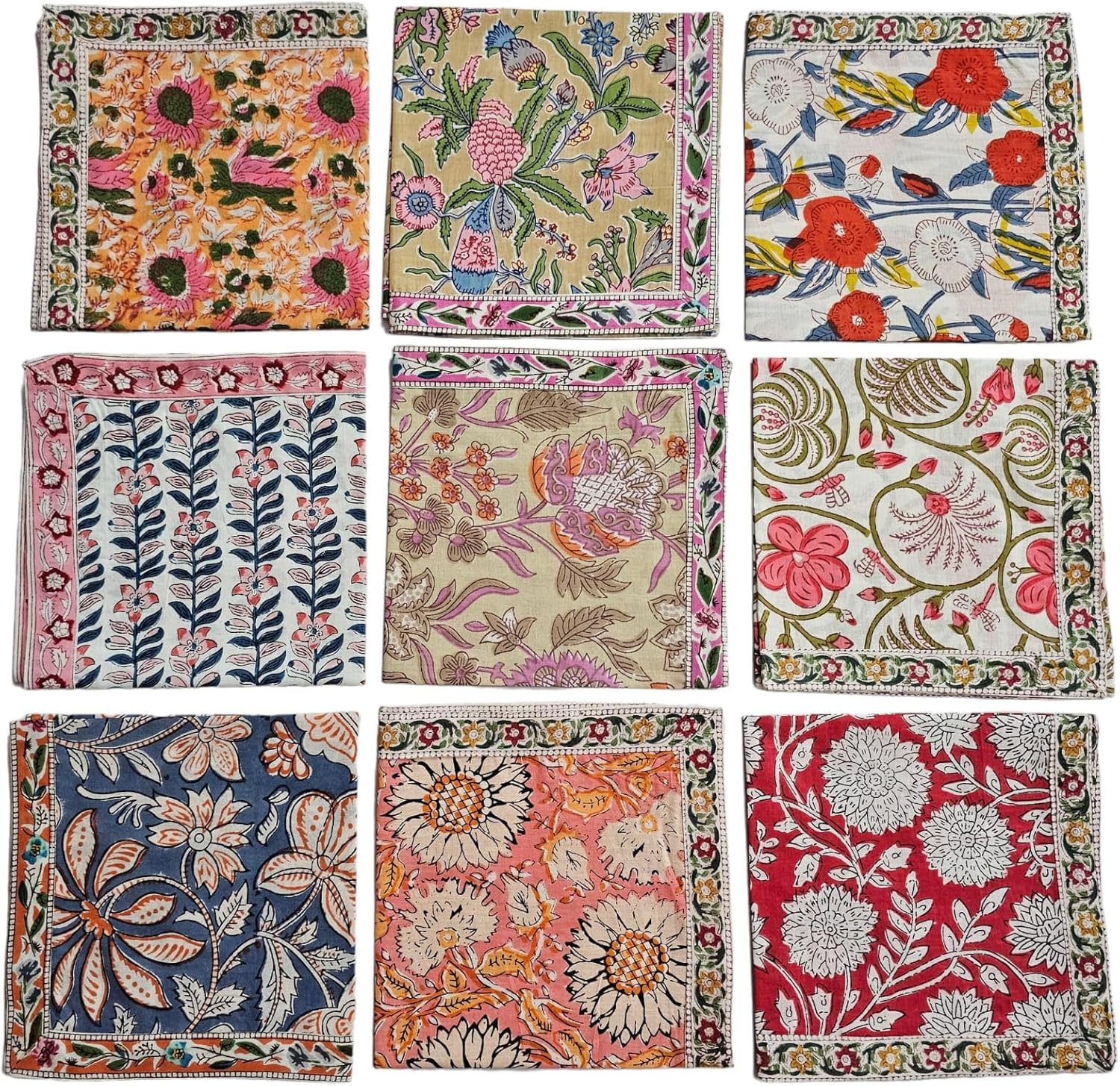 Set de 10 Servilletas de Algodón Indianhandicrafts 40x40 cm Multicolor