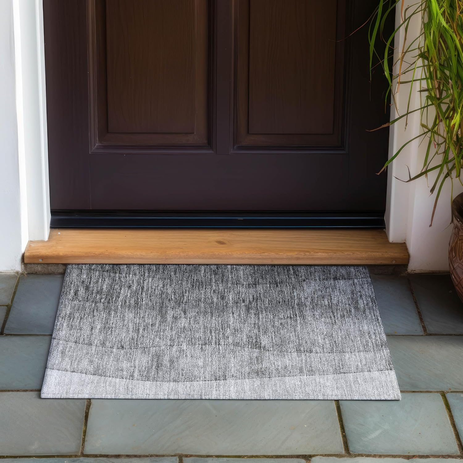 Addison Rugs Chantille ACN625 Gray 1'8" x 2'6" Indoor Outdoor Area Rug, Easy Clean, Machine Washable, Non Shedding, Bedroom, Living Room, Dining Room, Kitchen, Patio Rug