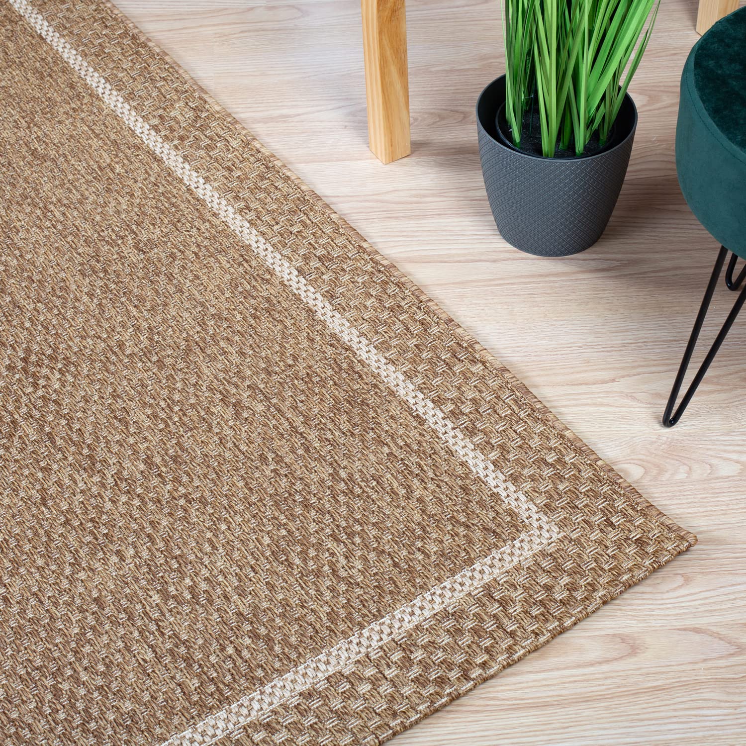 Intérieur/extérieur Artless Rim Tapis Marron 160 x 230 cm