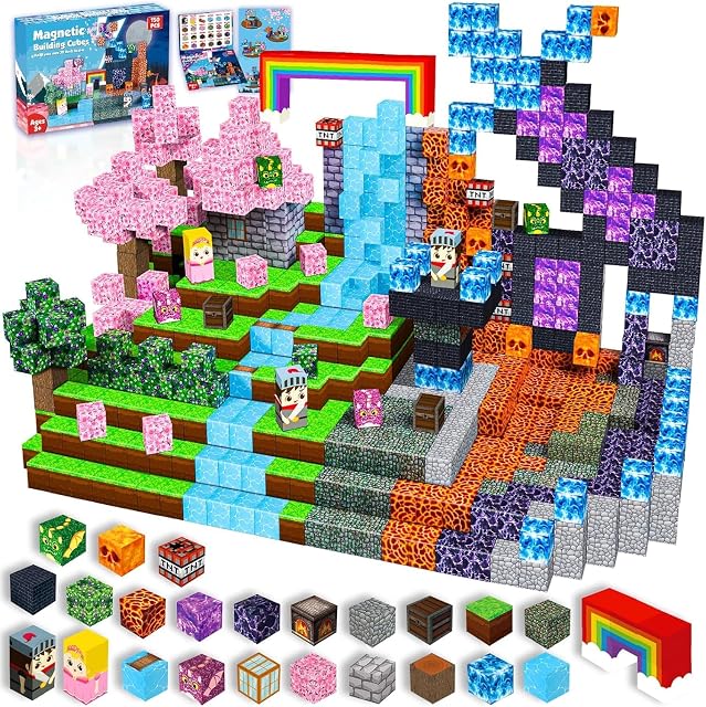 GraceDuck Bloques Magneticos Construccion Niños 150 Piezas, Construye el del Castillo del Espadachín Oscuro, Juguetes Magnéticos Regalos de Pascuas para Niños 5 6 7 8 9 Años, Juguetes Sensoriales STEM