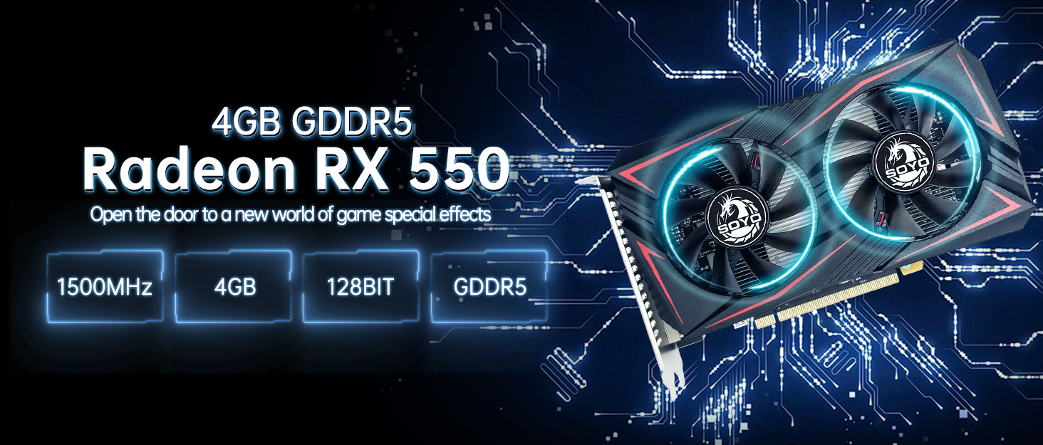 SRhonyra RX550 Cartes graphiques dédiées AMD Radeon GPU 4G GDDR5 128