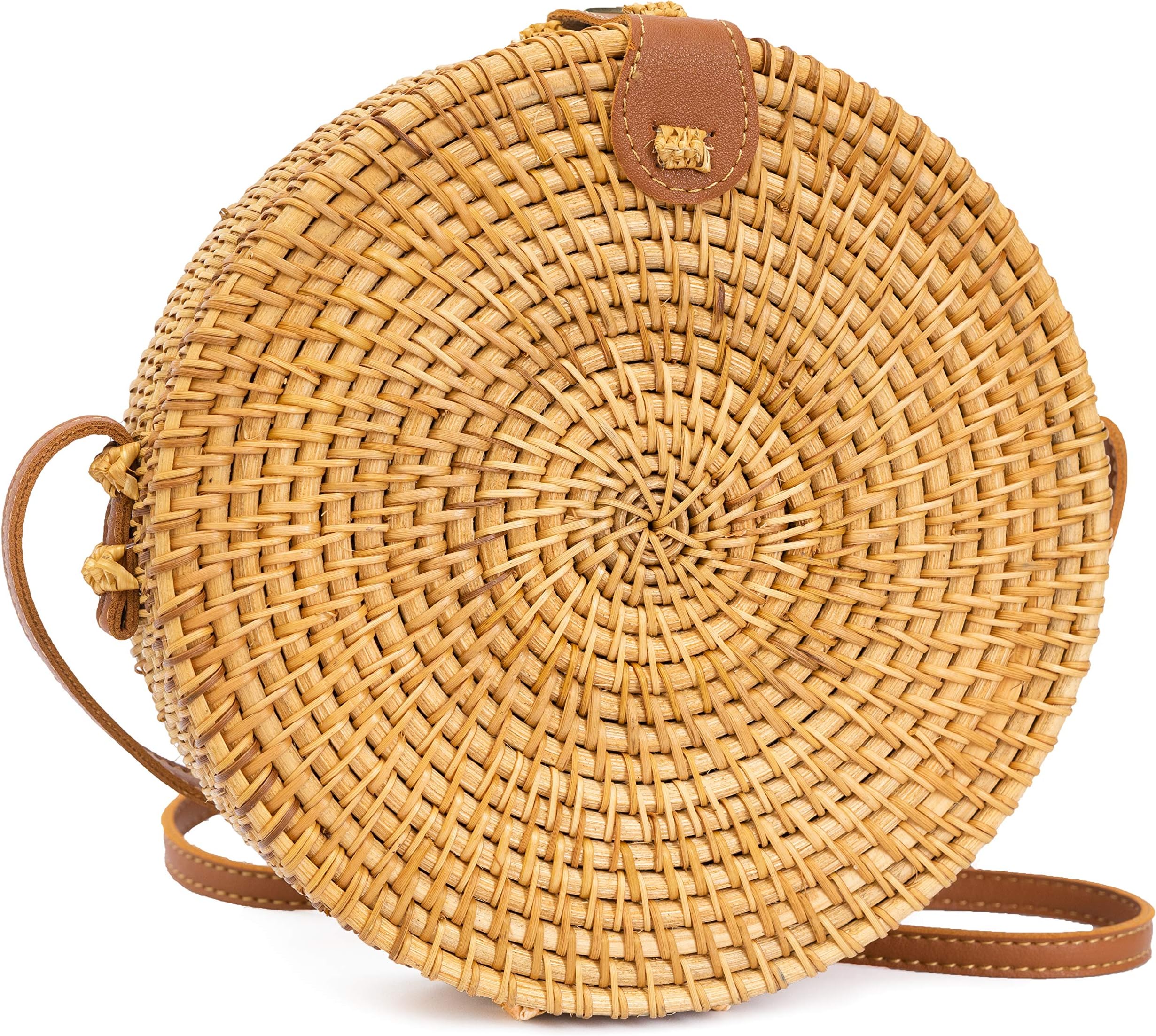 Rattan Bags For Women Straw Wicker Purse Round Crossbody Shoulder Summer Woven