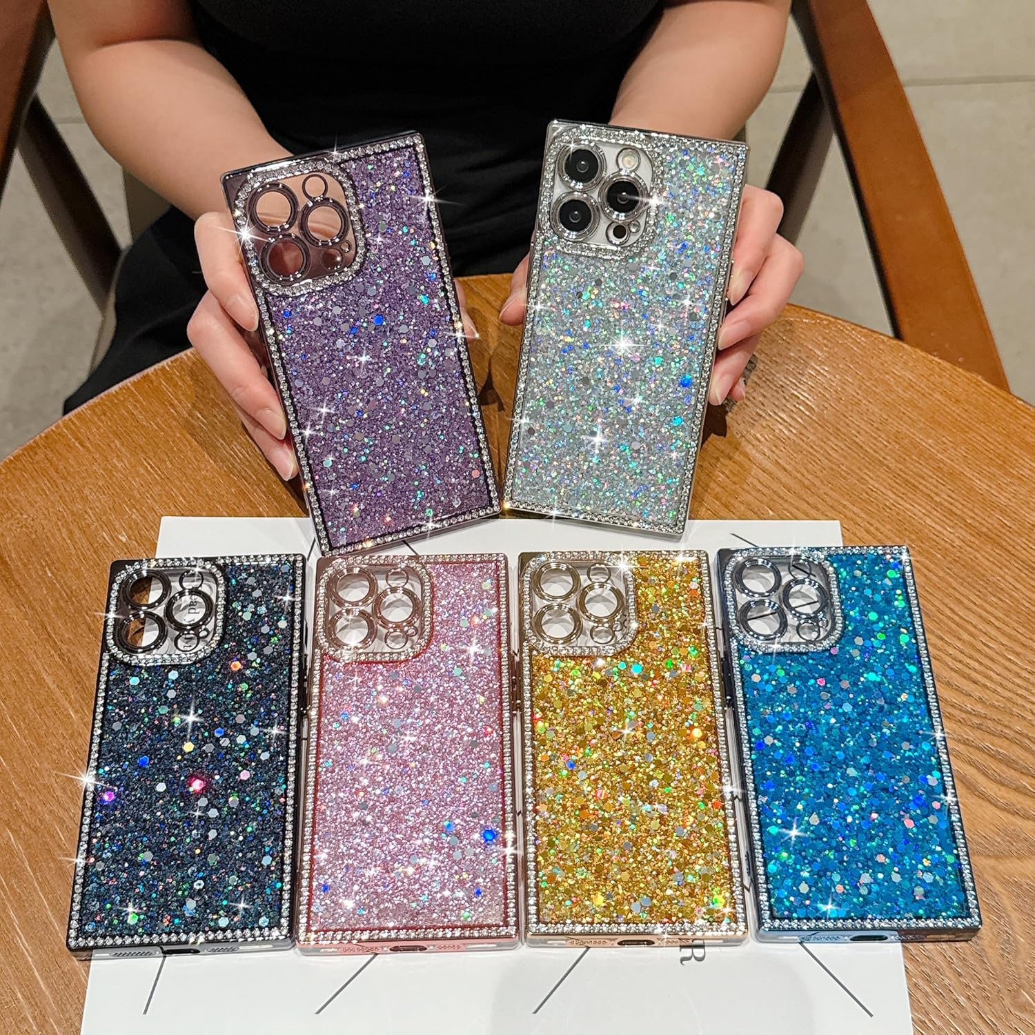 Owncase for iPhone 13 Pro Case Glitter, Crystal Diamonds Shiny Bling Sparkly Electroplated Edge Shockproof Soft TPU Bumper Phone Case for Women Girls, Blue for iPhone 13 Pro 6.1" Blue