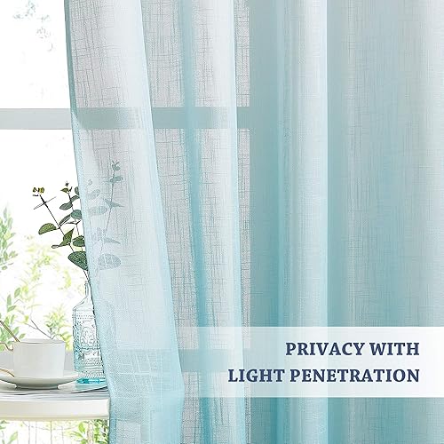 Miniatura 3 de Nicetown - Cortinas de ventana semitransparentes con ojales, mezcla de lino degradado, cortinas verticales para dormitorio, sala de estarhabitación