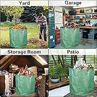 Vista 5 de Gardzen Paquete de 2 bolsas de basura de 132 galones, reutilizables, resistentes, plegables, para hojas de jardín, con anillo de plástico, cubo