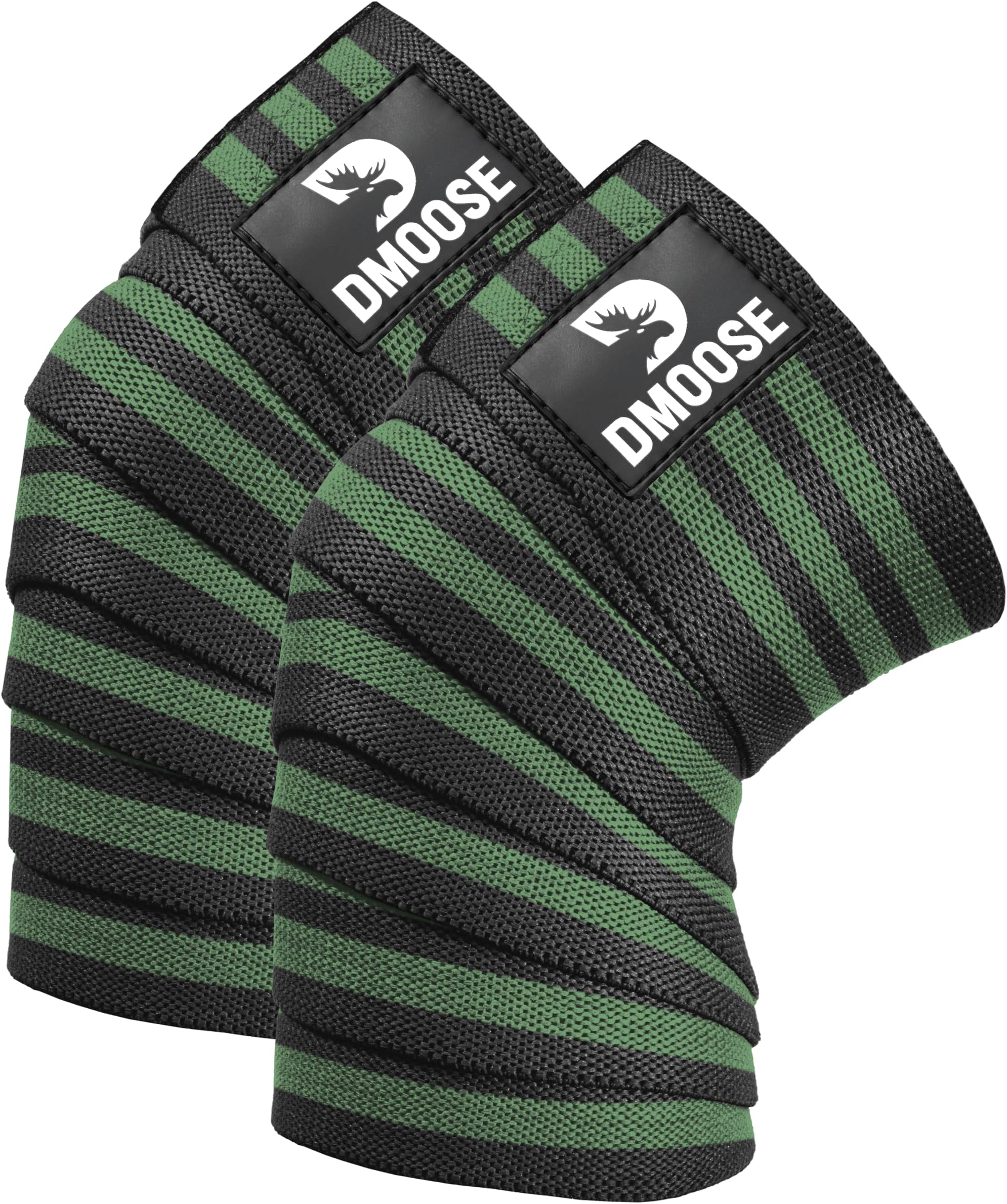 DMoose Fitness Knee Wraps for Weightlifting, Powerlifting, Deadlifting, bodybuilding, and Gym Workouts, 78 Inches Length (Pair), Reinforced Fastening knee wraps for Men and Women