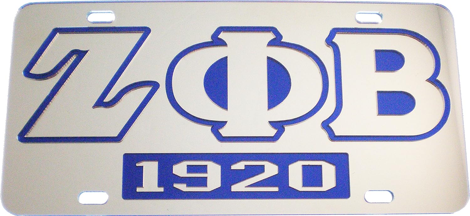Cultural Exchange Zeta Phi Beta 1920 Mirror Insert Car Tag License Plate [Silver - Car/Truck]