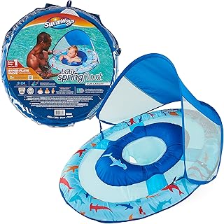 Swimways Inflatable Baby Spring Float with Sun Canopy – Shark Design