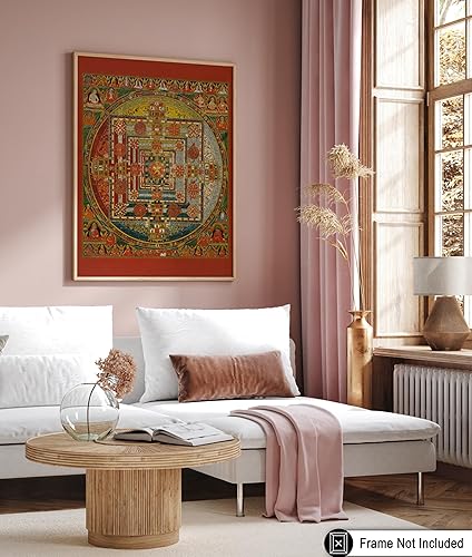 Miniatura 6 de Poster Master Póster vintage de mandala Kalachakra, impresión retro de la rueda del tiempo, arte budista, arte tibetano, regalo para hombres,