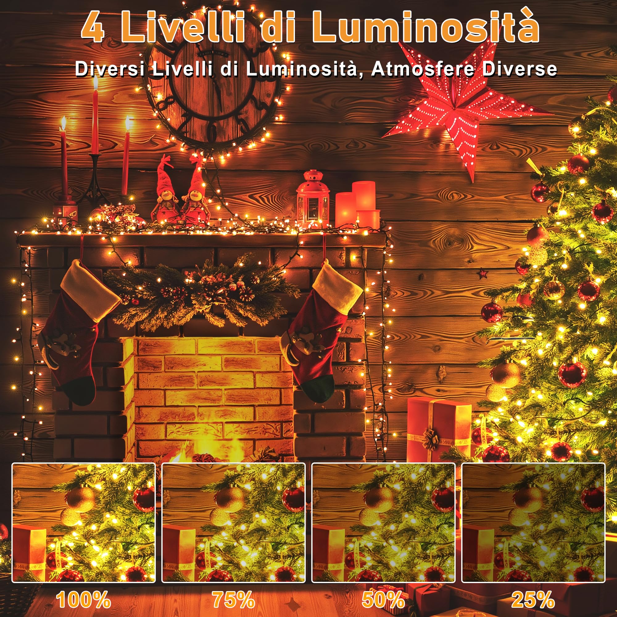 HeiPard Luci Albero di Natale, 60M 600 LED Luci Natalizie da Esterno ed Interno con 8 Modalità, Funzione Memoria, Telecomando, Timer, Dimmerabile per Giardino, Balcone, Casa, Festa - Bianco caldo