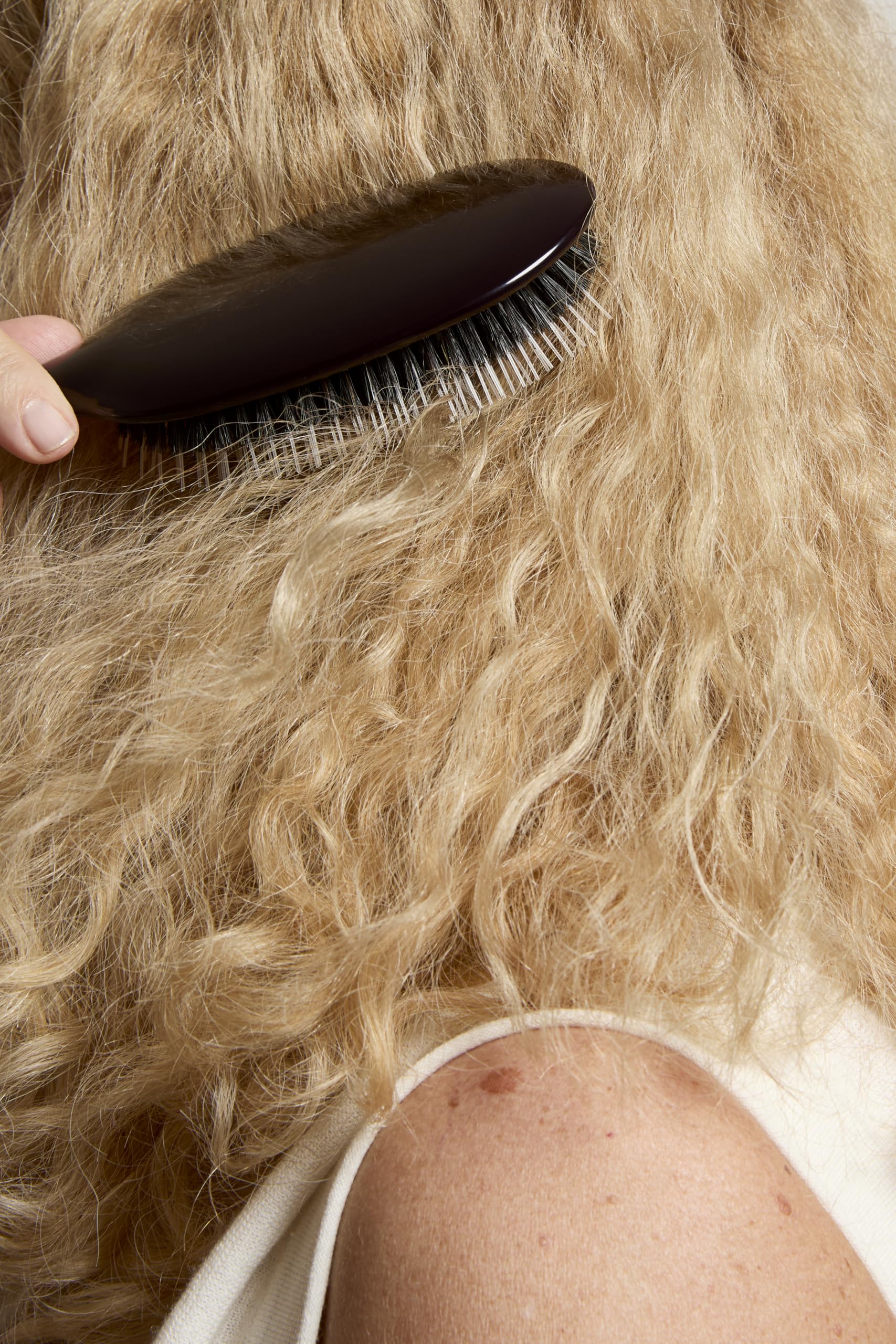 Plisson – Cepillo de pelo neumático para mujeres y hombres, cepillo tradicional, madera natural, pelo de jabalí, picotas de nailon, fabricación francesa (modelo medio)
