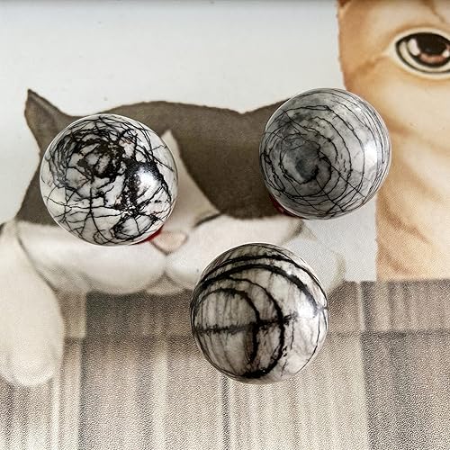 Vista 49 de Escultura de esfera de adivinación de cristal curativo de piedra lunar de 1.575 pulgadas, bola de piedras preciosas, Feng Shui Chakra Aura Piedra