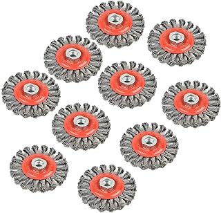 10 PCS - 4 Inch Twist Knotted Wire Wheel Brush for Grinders and Angle Grinder - 5/8 Inch-11 Threaded Arbor - 0.020 Inch Carbon Steel Wire,4" x 5/8-Inch | 11 UNC (AQ19A10)