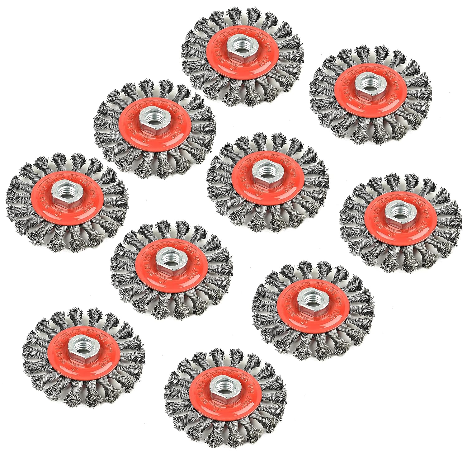 Aain 10 PCS - 4 Inch Twist Knotted Wire Wheel Brush for Grinders and Angle Grinder - 5/8 Inch-11 Threaded Arbor - 0.020 Inch Carbon Steel Wire,4" x 5/8-Inch | 11 UNC (AQ19A10)