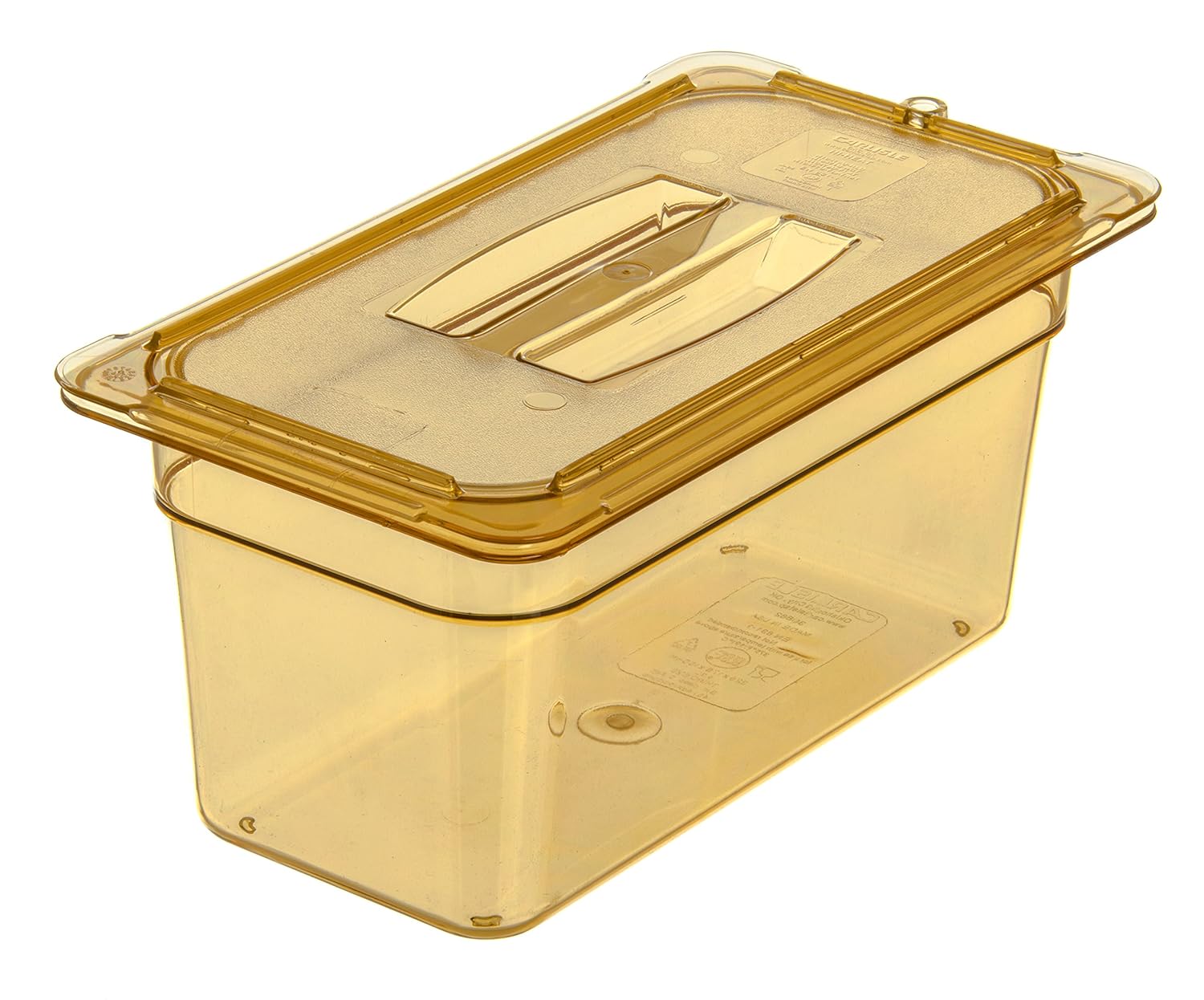 Carlisle FoodService Products 10470U13 TopNotch High Heat Universal Handled Lid, 12-3/4" Length x 7" Width x 7/8" Height, Amber, For 1/3 Size Food Pan (Case of 6)