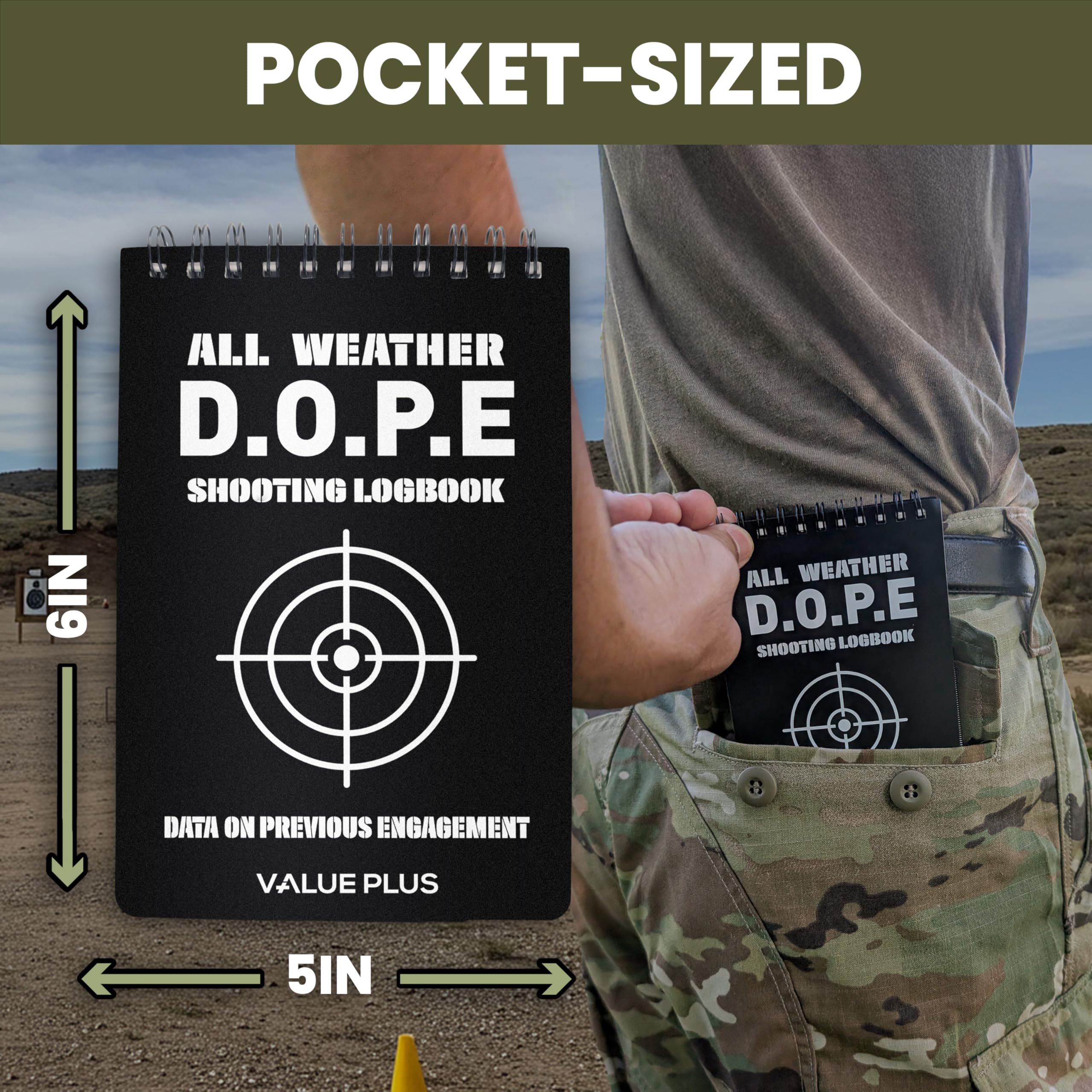 Allwetterfestes DOPE-Buch für Gewehrschießen, -Dope-Logbuch für Langstrecken-Gewehr-Präzisions-Shooter – Schießweiten-Notizbuch zum Aufzeichnen jedes Schusses, ballistische Aufpralldaten, 2