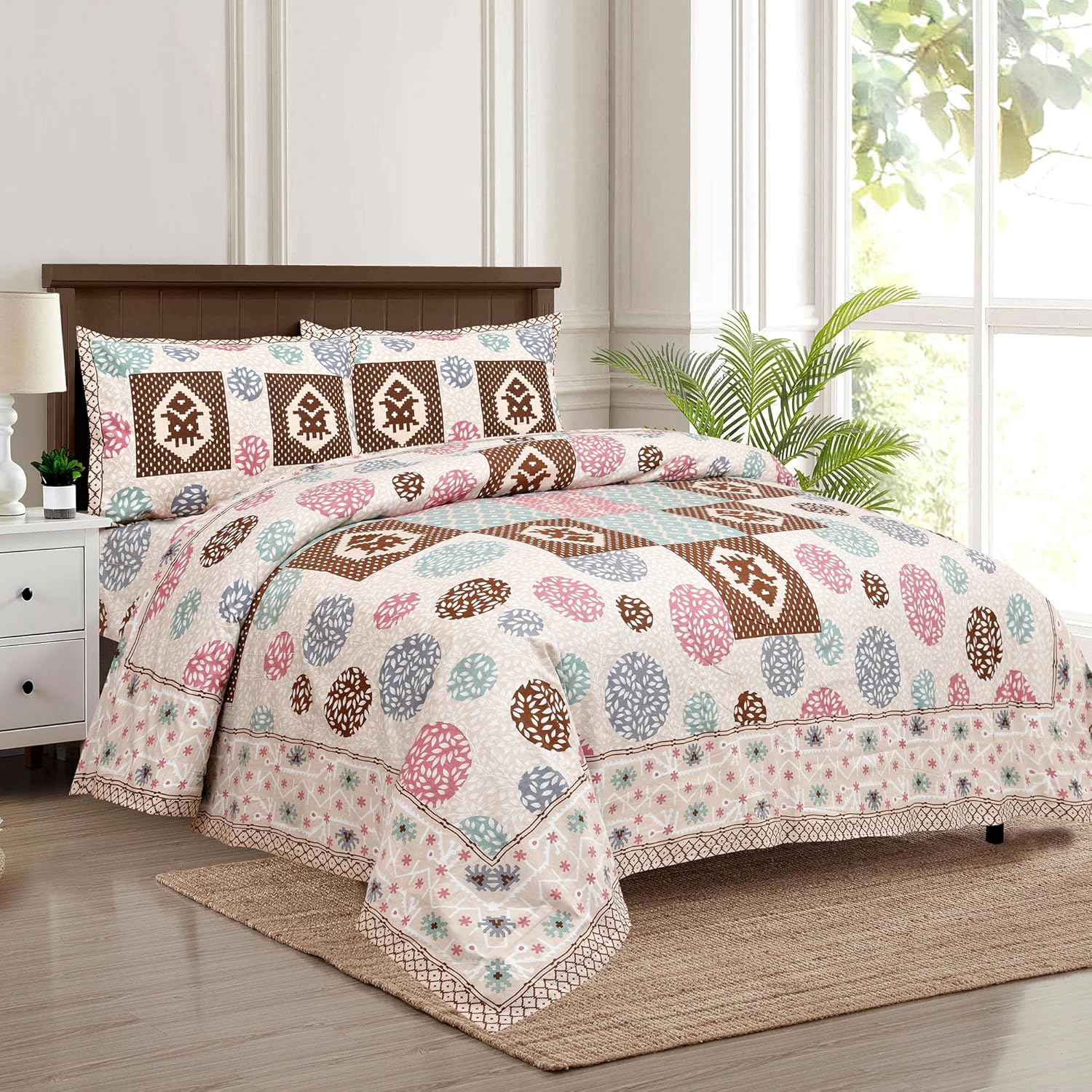 Kuber Industries Double Bedsheet with 2 Pillow Covers | 186 TC Premium Cotton Bedsheet for Double Bed | Bedsheet for Living Room-Home & Hotels | Arabic Beauty Gola | 100×108 Inch | Cream Kuber Industries Double Bedsheet with 2 Pillow Covers | 186 TC Premium Cotton Bedsheet for Double Bed | Bedsheet for Living Room-Home & Hotels | Arabic Beauty Gola | 100×108 Inch | Cream