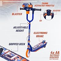 Vista 5 de Flybar NERF Kids Electric Scooter - Kick Scooter,NERF Blaster, Fires Up to 60 Feet, Adjustable Height, Anti-Slip Deck, Rear Brake, E Scooter for